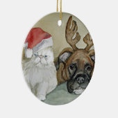Boxer-und persische Katzen-Kunst-Verzierung Keramikornament (Rechts)