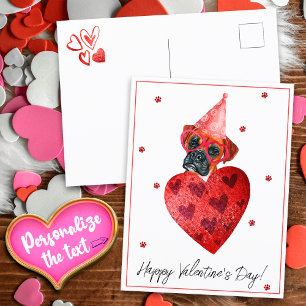Boxer Valentinstag Geschenk Hund Postkarte