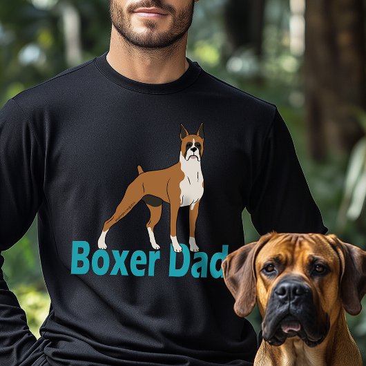 Boxer Vater Grüner Aquamariner Texthund Zeichnend T-Shirt