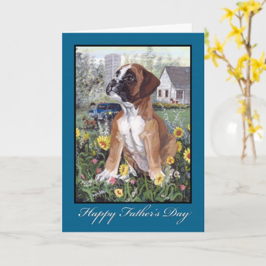 Boxer-Vatertagskarte Karte (Gelbe Blume)