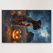 Boxer Verlassener Kürbisacker Halloween Kunst Puzzle (Horizontal)