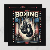 Boxer Vintag Bo - Boxer-Boxen Einladung (Vorne/Hinten)