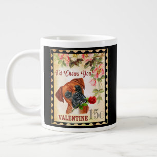 Boxer Vintag Valentine Funny Dog mit Rose Jumbo-Tasse