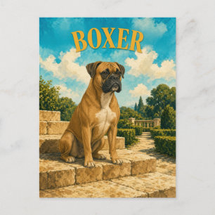 Boxer, Vintage-Wasserfarben-Hundekunst Postkarte
