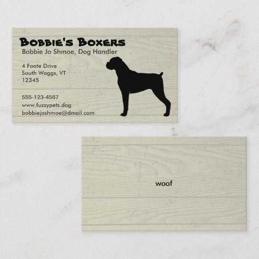 Boxer Visitenkarte (Vorne/Hinten)