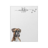 Boxer Watercolor Monogram Personalisiert Notizblock (Rotiert)