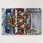 Boxer Weihnachten Rotes Lastwagen Urlaub Puzzle (Horizontal)