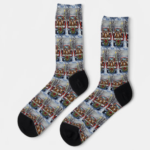 Boxer Weihnachten Rotes Lastwagen Urlaub Socken