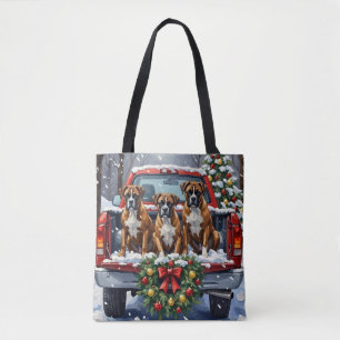 Boxer Weihnachten Rotes Lastwagen Urlaub Tasche