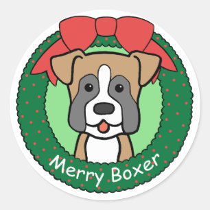 Boxer-Weihnachten Runder Aufkleber