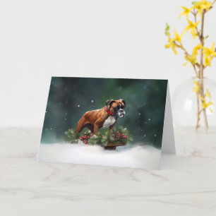 Boxer Weihnachten Schnee Winter Karte