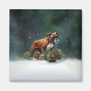 Boxer Weihnachten Schnee Winter Magnet