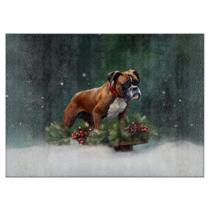 Boxer Weihnachten Schnee Winter Schneidebrett