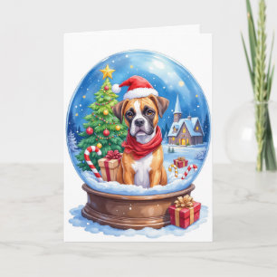 Boxer Weihnachten Schneekugel Feiertage Winter Hun Karte