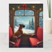 Boxer Weihnachtsabend Zugfahrt Gemälde Karte (Vorderseite)