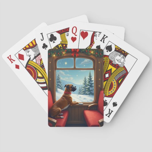Boxer Weihnachtsabend Zugfahrt Gemälde Spielkarten (Rückseite)
