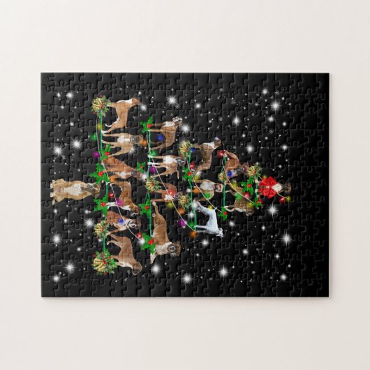 Boxer Weihnachtsbaum bedeckt durch Blitzlicht Puzzle (Horizontal)