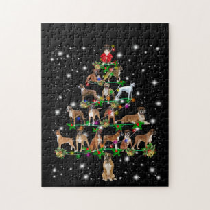Boxer Weihnachtsbaum mit Lichteinfall Puzzle