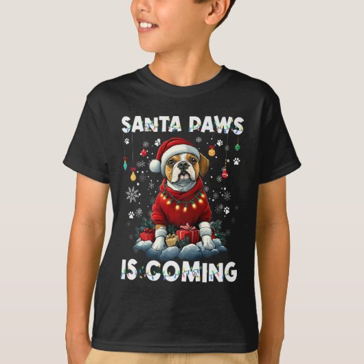 Boxer Weihnachtsbaumleuchten Dekorationen Hund Lov T-Shirt (Vorderseite)