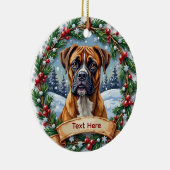 Boxer-Weihnachtsbaumschmuck Keramik Ornament (Rechts)