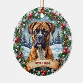 Boxer-Weihnachtsbaumschmuck Keramik Ornament (Links)