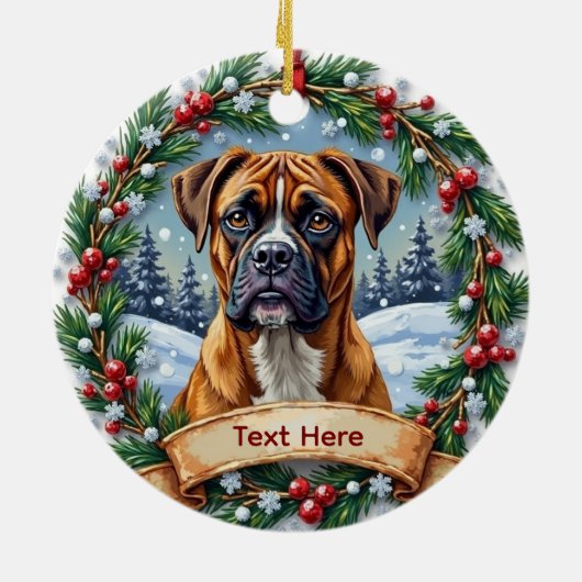 Boxer-Weihnachtsbaumschmuck Keramik Ornament (Hinten)