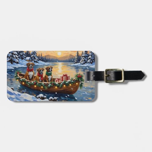 Boxer Weihnachtsboot-Feiertag Gepäckanhänger (Vorderseite horizontal)