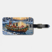 Boxer Weihnachtsboot-Feiertag Gepäckanhänger (Rückseite horizontal)