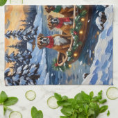 Boxer Weihnachtsboot-Feiertag Geschirrtuch (Gefaltet)