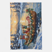 Boxer Weihnachtsboot-Feiertag Geschirrtuch (Vertikal)