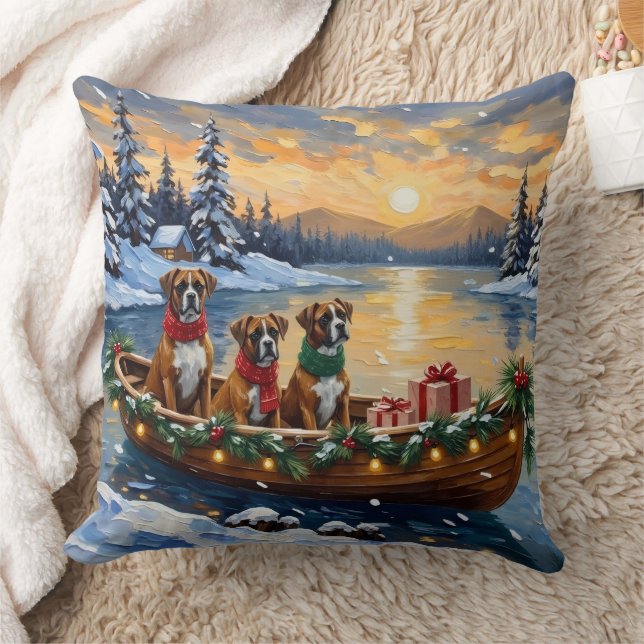 Boxer Weihnachtsboot-Feiertag Kissen (Decke)