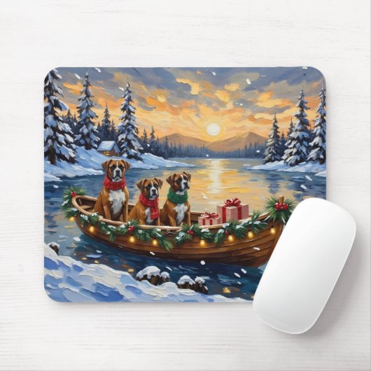 Boxer Weihnachtsboot-Feiertag Mousepad (Mit Mouse)