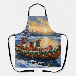 Boxer Weihnachtsboot-Feiertag Schürze