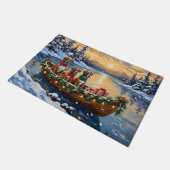 Boxer Weihnachtsboot Urlaub Fußmatte (Schrägansicht)
