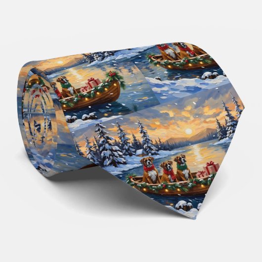 Boxer Weihnachtsboot Urlaub Krawatte (Gerollt)