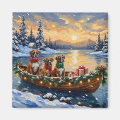 Boxer Weihnachtsboot Urlaub Magnet (Vorne)