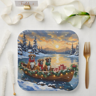 Boxer Weihnachtsboot Urlaub Pappteller