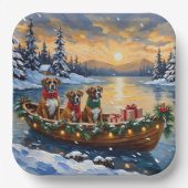 Boxer Weihnachtsboot Urlaub Pappteller (Vorderseite)