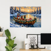 Boxer Weihnachtsboot Urlaub Poster (Heimbüro)