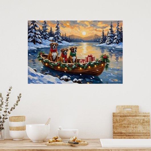 Boxer Weihnachtsboot Urlaub Poster (Küche)