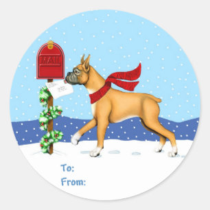 Boxer Weihnachtsbriefe Runder Aufkleber