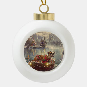 Boxer Weihnachtsfest Reise Keramik Kugel-Ornament