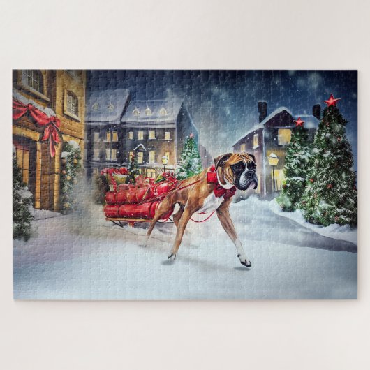 Boxer Weihnachtsfest Saison Puzzle (Horizontal)