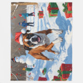 Boxer Weihnachtsfest Schneeszene Fleecedecke (Vorderseite)