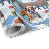 Boxer Weihnachtsfest Schneeszene Geschenkpapier (Rolleneckpunkt)