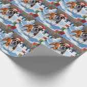 Boxer Weihnachtsfest Schneeszene Geschenkpapier (Ecke)