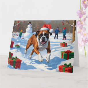 Boxer Weihnachtsfest-Schneeszene Karte