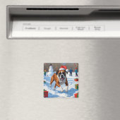 Boxer Weihnachtsfest Schneeszene Magnet (In Situ (Geschirrspüler))