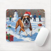Boxer Weihnachtsfest Schneeszene Mousepad (Mit Mouse)
