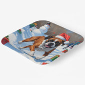 Boxer Weihnachtsfest Schneeszene Pappteller (Gewinkelt)